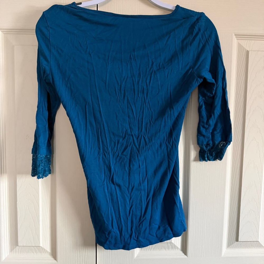 Milk Nursingwear Women's blue Lace 3/4 length sleeve shirt - Picture 4 of 4